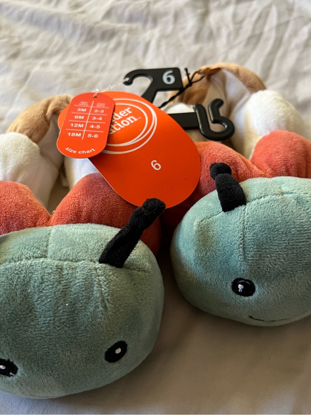 Toddler Plush Bug Slippers in Mint Green - Size 6
